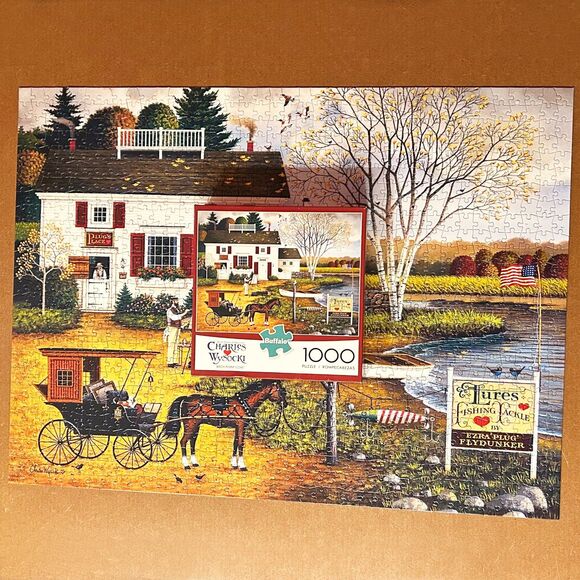 Birch Point Cove Charles Wysocki 1000 Piece Puzzle Buffalo Games - Complete - Picture 3 of 6